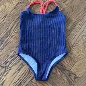 Hatley Textured Blue and Pink Kids Swim One Piece